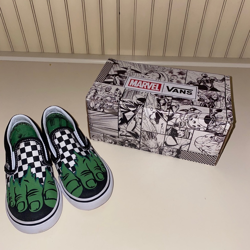 Toddler slip-on Vans - (Marvel) Hulk/checkerboard